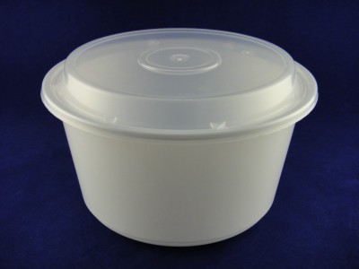 1500P PP Round White Container w/ Clear PP Lid